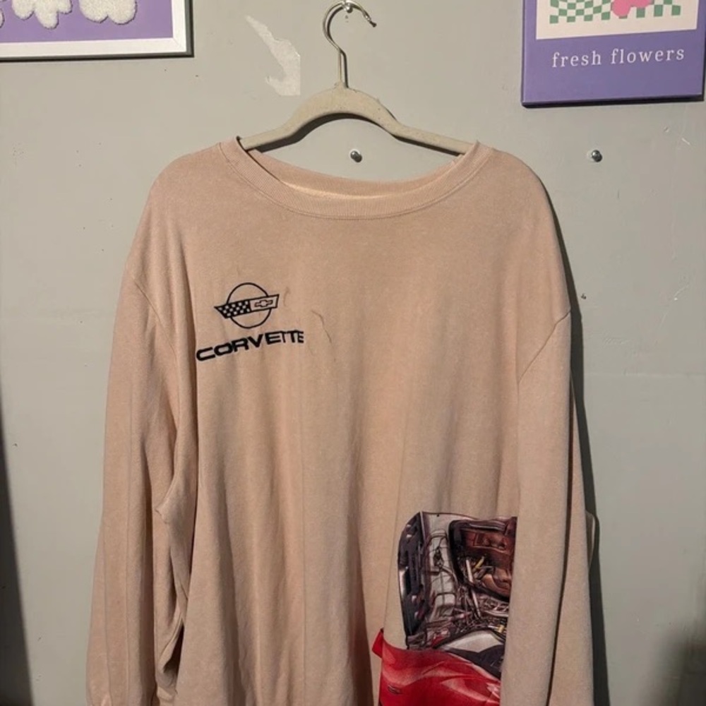 Chemistry Beige Crewneck Sweater with Corvette Graphic